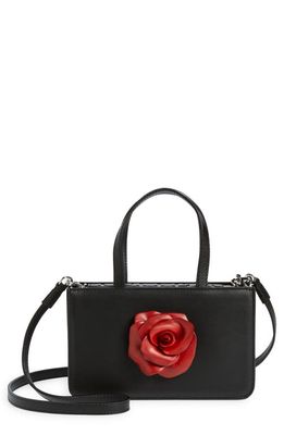 Puppets and Puppets Small Rose Top Handle Bag in Black/Red