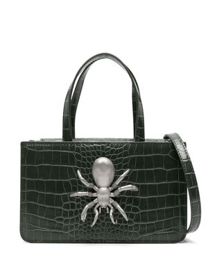 Puppets and Puppets small Spider snakeskin-effect tote bag - Green