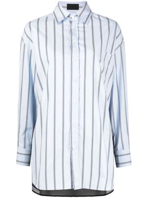 Puppets and Puppets striped panelled cotton shirt - Blue