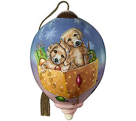 Puppies In Gift Box Ornament