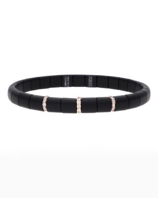 PURA 18k Rose Gold Black Matte Ceramic with Champagne Diamonds Stretch Bracelet