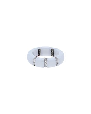 PURA 18k White Gold White Ceramic Diamond Stretch Ring, Size 6.5