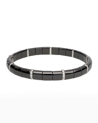 Pura Black Ceramic Stretch Bracelet with Diamonds