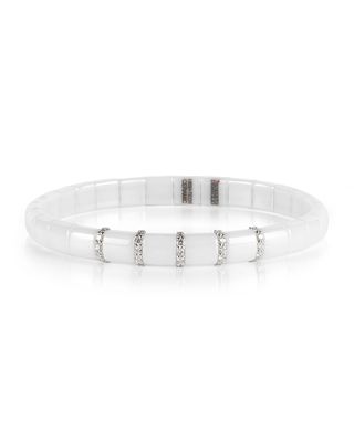 Pura White Ceramic & 18K White Gold Bracelet with White Diamonds, 0.36tdcw