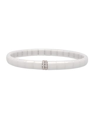 PURA White Ceramic Diamond Rondelle Stretch Bracelet