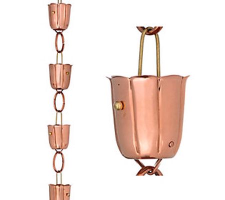 Pure Copper 14-Cup 8.5' Bluebell Rain Chain by Good Directions