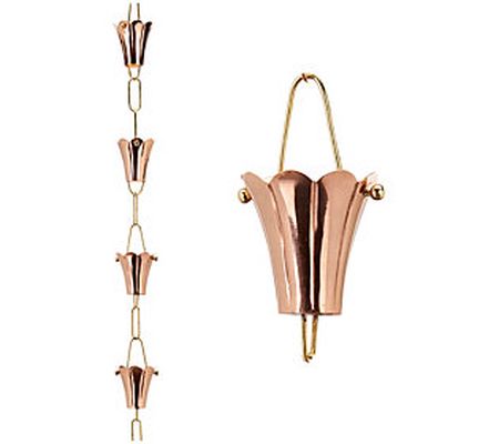Pure Copper Fluted Flower 8.5' Rain Chain by Go od Directions