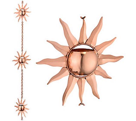 Pure Copper Sunburst 8.5' Rain Chain by Good Di rections