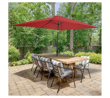 Pure Garden 10 Ft Rectangular Patio Umbrella Ea sy Crank Shade