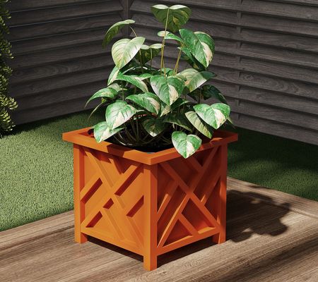 Pure Garden 14.75" Square Decorative Outdoor Fl ower Plant Pot
