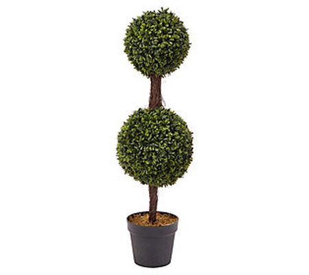 Pure Garden 36" Artificial Podocarpus Double Ba ll Topiary