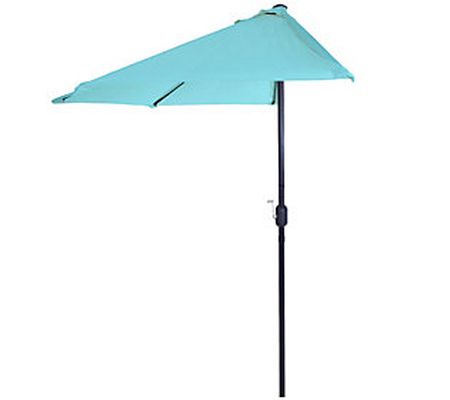 Pure Garden 9-Foot Half-Round Patio Umbrella - lue