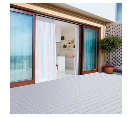 Pure Garden Deck Tiles 6-Pack Interlocking Pati o Tiles
