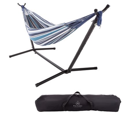 Pure Garden Fabric Hammock with Stand for Trave l Backyard Fun