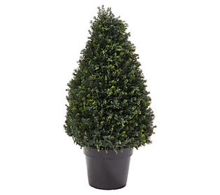 Pure Garden Tower-Style Artificial Cypress Topi ary Plant