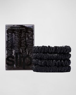 Pure Silk Skinny Scrunchies, 4 Pack