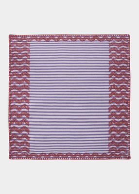Purple and White Stripe with Pink Design Napkin