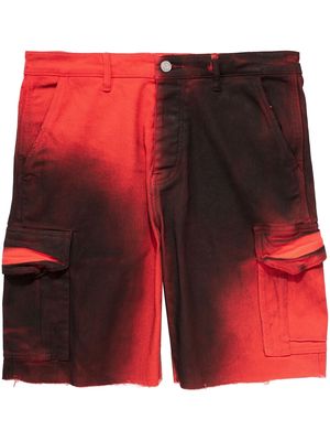 Purple Brand bleach-effect cargo shorts - Red