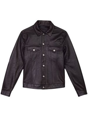 Purple Brand button-up leather shirt jacket - Black
