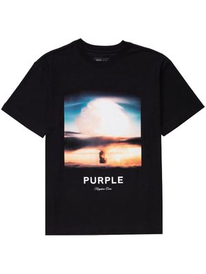 Purple Brand Cloud-print cotton T-shirt - Black