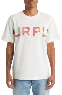 PURPLE BRAND Color Drip Logo Graphic T-Shirt in White