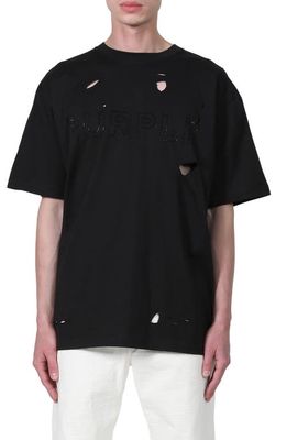 PURPLE BRAND Crystal Logo Mercerized Cotton T-Shirt in Black Beauty