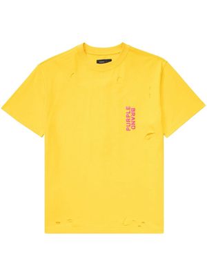 Purple Brand distressed cotton T-shirt - Yellow