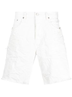 Purple Brand distressed-effect denim shorts - White