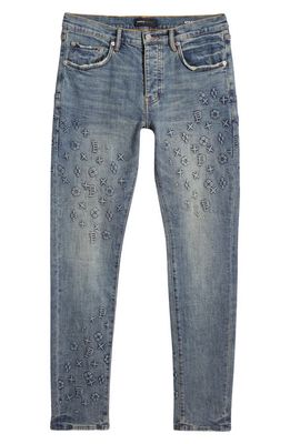 PURPLE BRAND Embossed Skinny Jeans in Mid Indigo