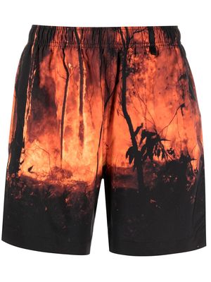 Purple Brand Fire Season swim shorts - Black