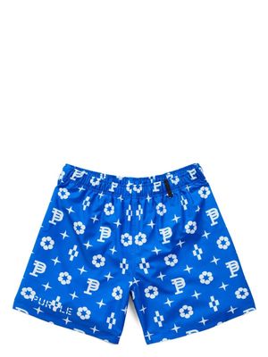 Purple Brand geometric-print swim shorts - Blue