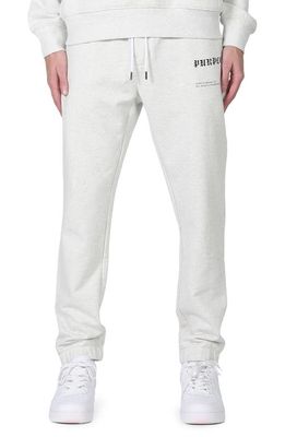 PURPLE BRAND Gothic Logo French Terry Joggers in Heather Grey