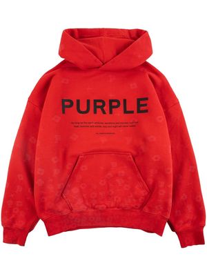 Purple Brand graphic-print cotton hoodie - Red