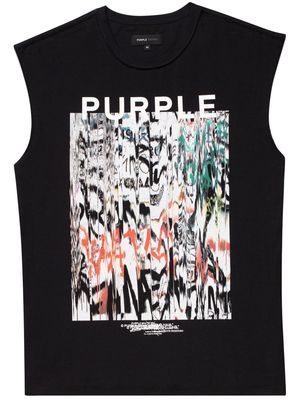 Purple Brand graphic-print cotton tank top - Black