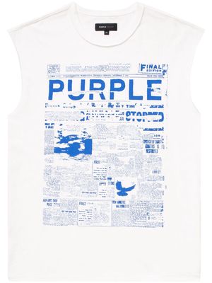 Purple Brand graphic-print cotton tank top - White
