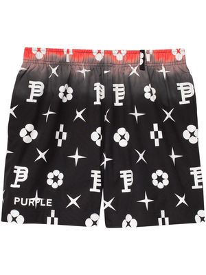 Purple Brand graphic-print shorts - Black