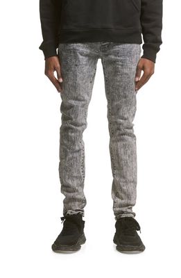 PURPLE BRAND Jacquard Skinny Jeans in Light Grey Film Jacquard