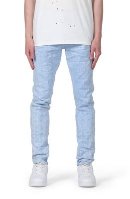 PURPLE BRAND Jacquard Skinny Jeans in Placid Blue Monogram