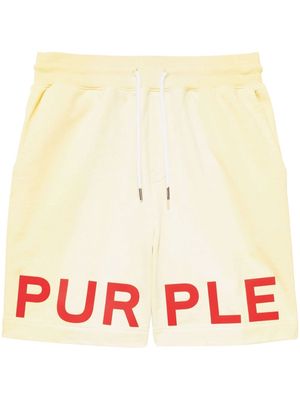 Purple Brand Jumbo logo-print track shorts - Yellow