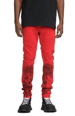 PURPLE BRAND Lava Palms Stretch Skinny Jeans in Red