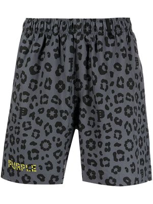Purple Brand leopard-print swim shorts - Grey