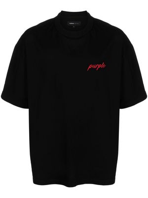 Purple Brand logo-embroidered cotton T-shirt - Black