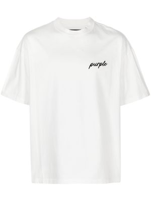 Purple Brand logo-embroidered cotton T-shirt - White