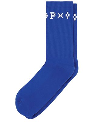 Purple Brand logo-intarsia cotton socks - Blue