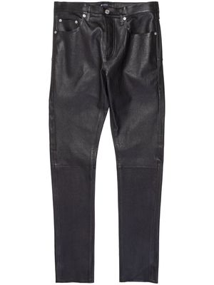 Purple Brand logo-patch leather trousers - Black
