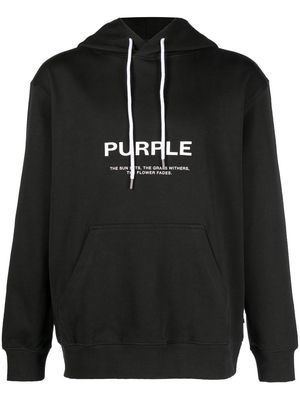Purple Brand logo-print cotton hoodie - Grey