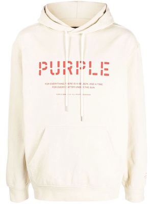 Purple Brand logo-print cotton hoodie - Neutrals