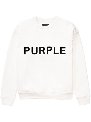 Purple Brand logo-print cotton sweatshirt - White