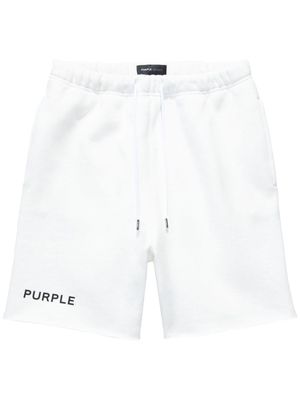 Purple Brand logo-print cotton track shorts - White
