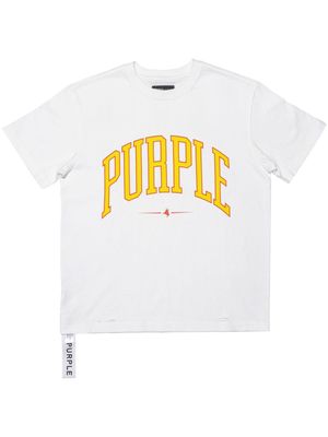 Purple Brand logo-print distressed cotton T-shirt - White